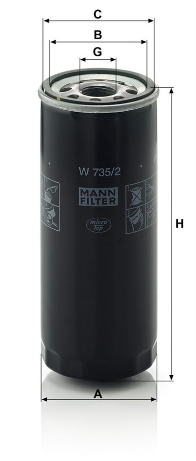 MANN-FILTER W 735/2 EAN: 4011558728601.
