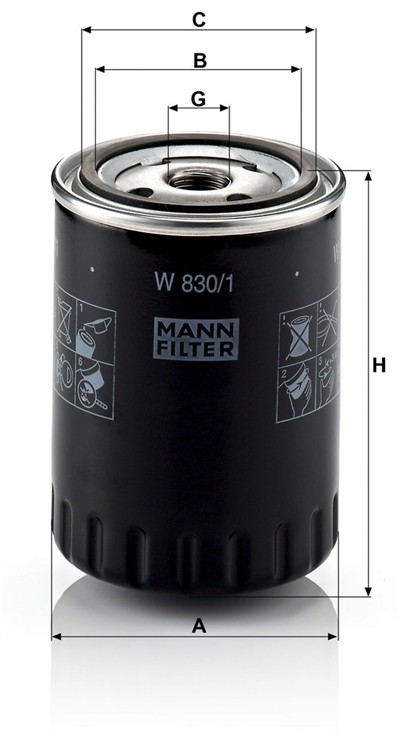 MANN-FILTER W 830/1 EAN: 4011558729806.