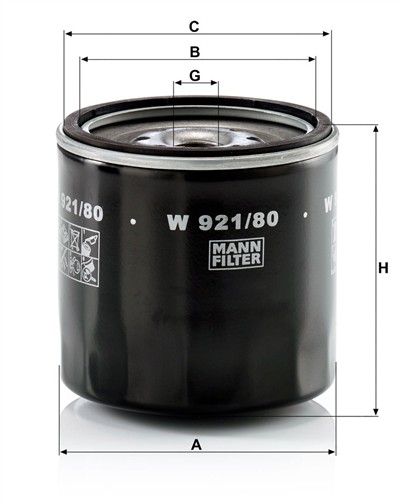 MANN-FILTER W 921/80 EAN: 4011558727109.