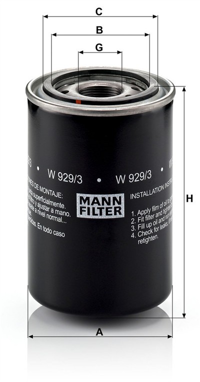 MANN-FILTER W 929/3 EAN: 4011558747602.
