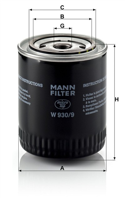 MANN-FILTER W 930/9 EAN: 4011558711207.
