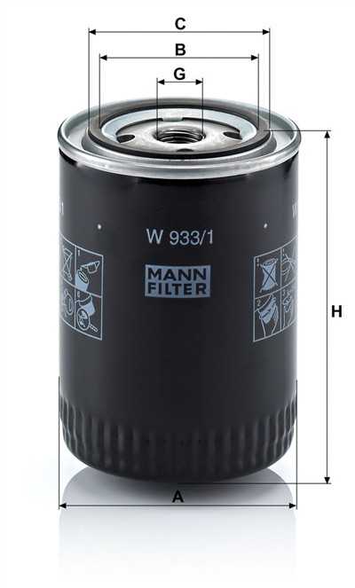MANN-FILTER W 933/1 EAN: 4011558727505.