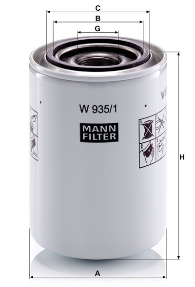 MANN-FILTER W 935/1 EAN: 4011558748609.