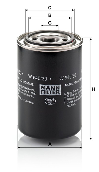 MANN-FILTER W 940/30 EAN: 4011558747008.