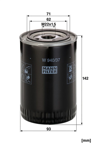 MANN-FILTER W 940/37 EAN: 4011558720704.