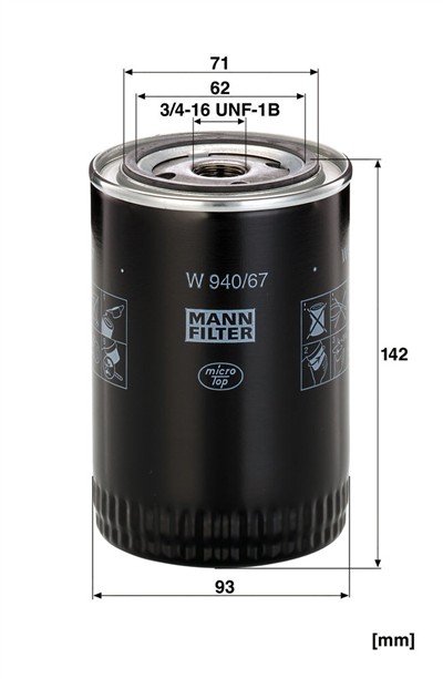 MANN-FILTER W 940/67 EAN: 4011558751401.