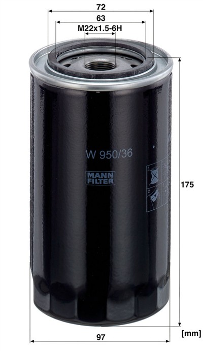 MANN-FILTER W 950/36 EAN: 4011558956707.