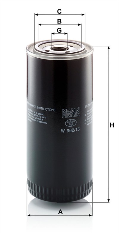 MANN-FILTER W 962/15 EAN: 4011558714604.