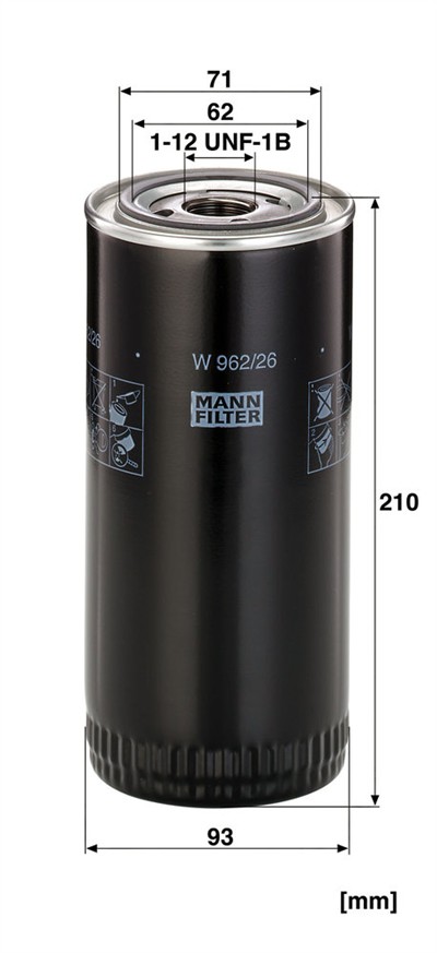 MANN-FILTER W 962/26 EAN: 4011558734206.