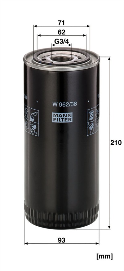 MANN-FILTER W 962/36 EAN: 4011558743000.