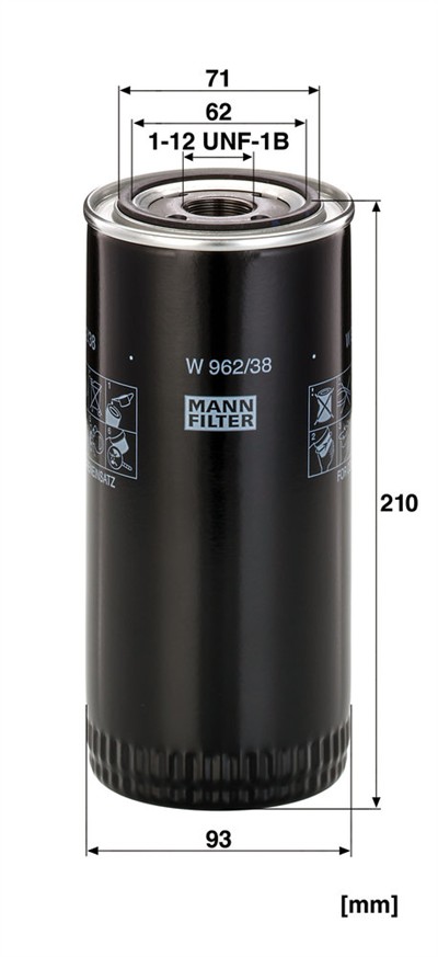 MANN-FILTER W 962/38 EAN: 4011558742003.