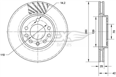 TOMEX Brakes TX 70-11 Číslo výrobce: 70-11. EAN: 5901646647183.
