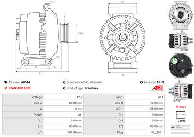 AS-PL A0044 EAN: 5901259400687.