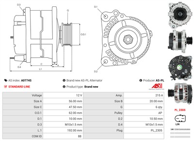 AS-PL A0774S EAN: 5902129123385.