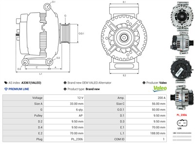 AS-PL A3361(VALEO) EAN: 5902129052050.