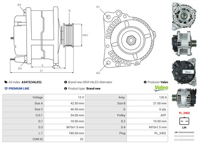 AS-PL A3472(VALEO) EAN: 5902129122593.