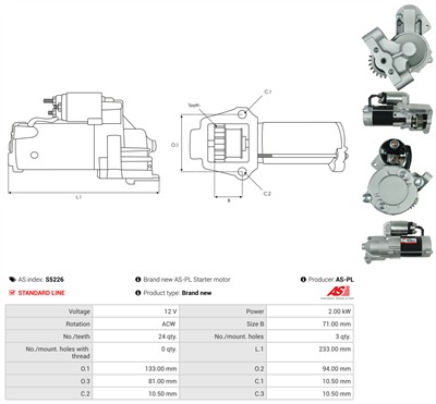 AS-PL S5226 Číslo výrobce: M1T93271. EAN: 5902129028123.