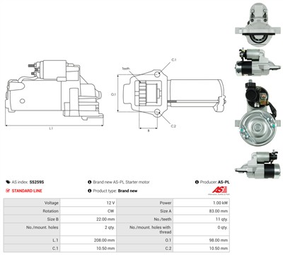 AS-PL S5259S Číslo výrobce: M0T90981. EAN: 5902129057109.