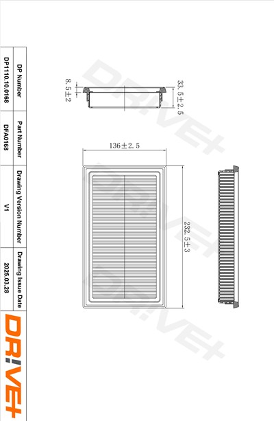 Dr!ve+ DP1110.10.0168 Číslo výrobce: DFA0168. EAN: 5907714165405.