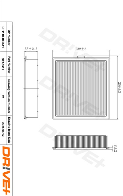 Dr!ve+ DP1110.10.0511 Číslo výrobce: DFA0511. EAN: 5907714172427.