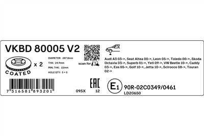 SKF VKBD 80005 V2 EAN: 7316581893201.