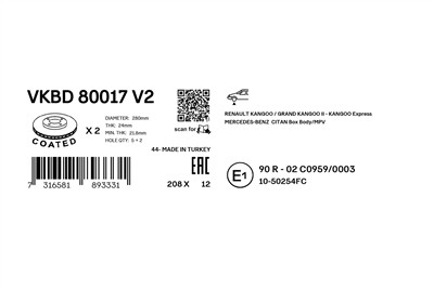 SKF VKBD 80017 V2 EAN: 7316581893331.