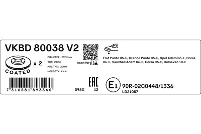 SKF VKBD 80038 V2 EAN: 7316581893560.