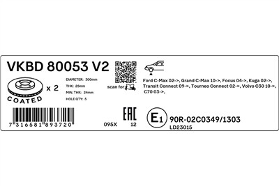 SKF VKBD 80053 V2 EAN: 7316581893720.
