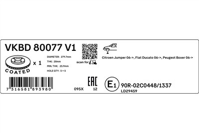 SKF VKBD 80077 V1 EAN: 7316581893980.