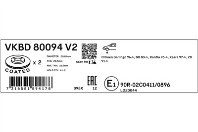 SKF VKBD 80094 V2 EAN: 7316581894178.