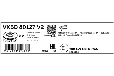 SKF VKBD 80127 V2 EAN: 7316581894512.