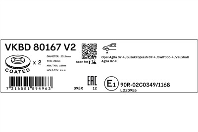 SKF VKBD 80167 V2 EAN: 7316581894963.