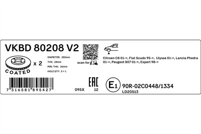 SKF VKBD 80208 V2 EAN: 7316581895427.