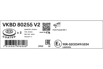 SKF VKBD 80255 V2 EAN: 7316581896028.