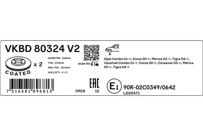 SKF VKBD 80324 V2 EAN: 7316581896813.
