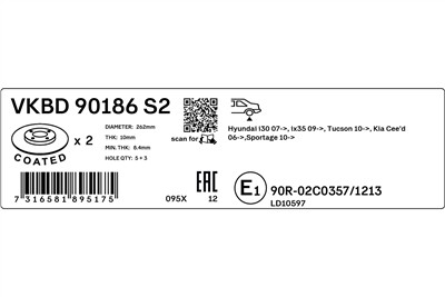 SKF VKBD 90186 S2 EAN: 7316581895175.