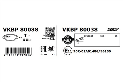 SKF VKBP 80038 EAN: 7316581297016.