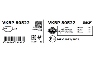 SKF VKBP 80522 EAN: 7316581301478.