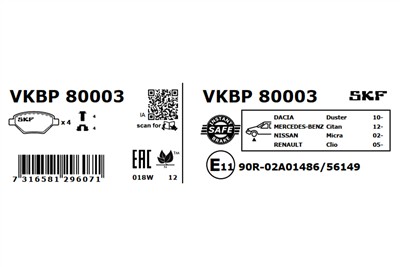 SKF VKBP 80003 EAN: 7316581296071.