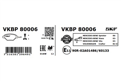 SKF VKBP 80006 EAN: 7316581296491.