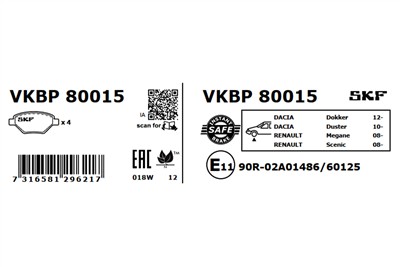 SKF VKBP 80015 EAN: 7316581296217.