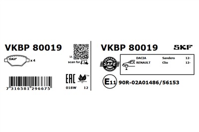 SKF VKBP 80019 EAN: 7316581296675.
