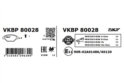 SKF VKBP 80028 EAN: 7316581296309.