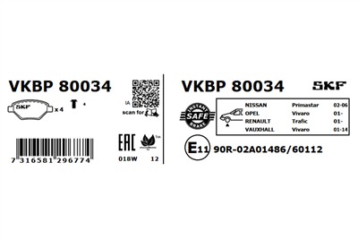 SKF VKBP 80034 EAN: 7316581296774.