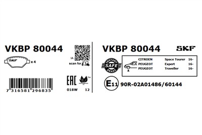 SKF VKBP 80044 EAN: 7316581296835.