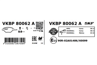SKF VKBP 80062 A EAN: 7316581297504.
