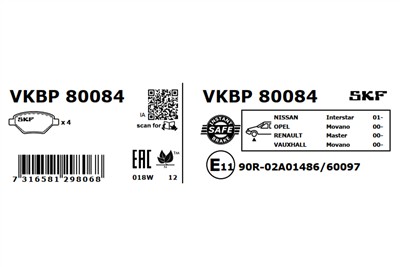 SKF VKBP 80084 EAN: 7316581298068.