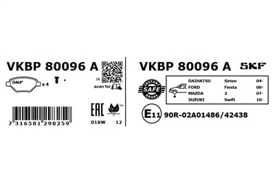 SKF VKBP 80096 A EAN: 7316581298259.
