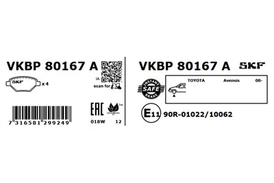 SKF VKBP 80167 A EAN: 7316581299249.