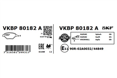 SKF VKBP 80182 A EAN: 7316581299317.